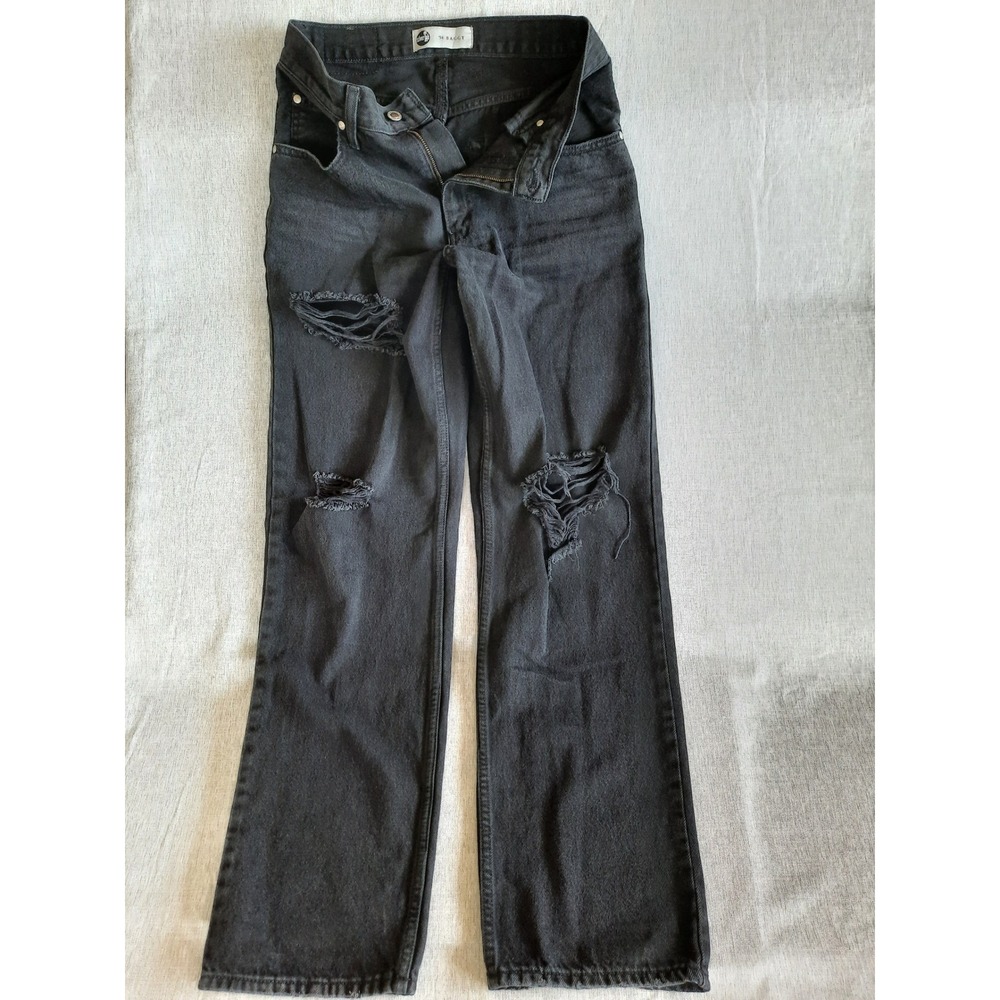 Silvertab Levis Women 26x31 Streetwear 94 Baggy Leg Ripped Distress Black Jeans